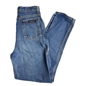 CALVIN KLEIN Vintage 70s-80s‎ USA Made Faded Tapered Mom Blue Jeans Womens 10